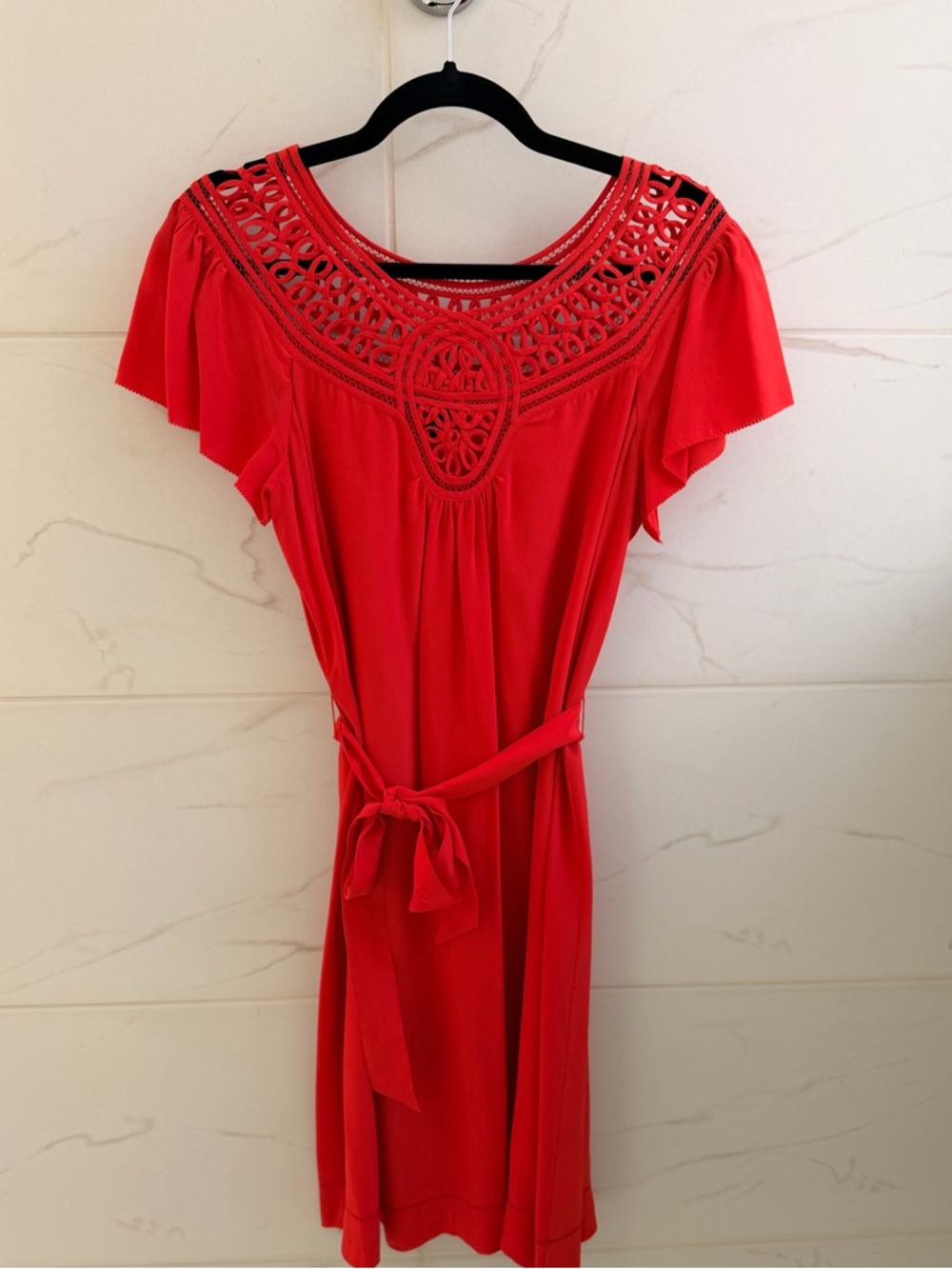 Banana Republic 100% Silk Red Belted Dress